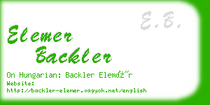 elemer backler business card